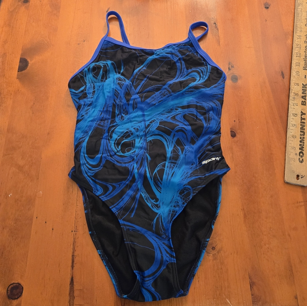 Sporti Limited Edition Thin Strap One Piece Swimsuit Bathing Suit One Piece Blue